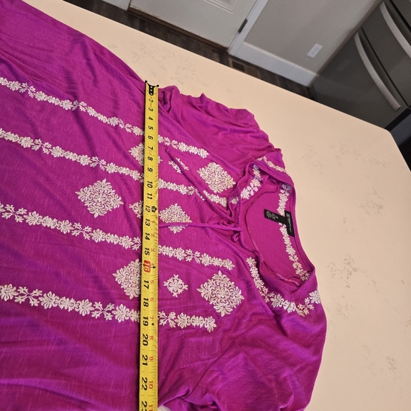 INC Concepts Magenta Embroided Boho Style Knit Tunic Blouse Top Womens Plus 3X - Picture 8 of 14